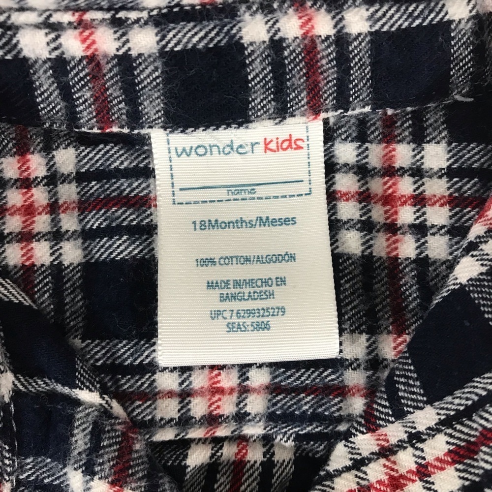 Wonder Kids Button Down Plaid Flannel Shirt - Picture 3 of 4